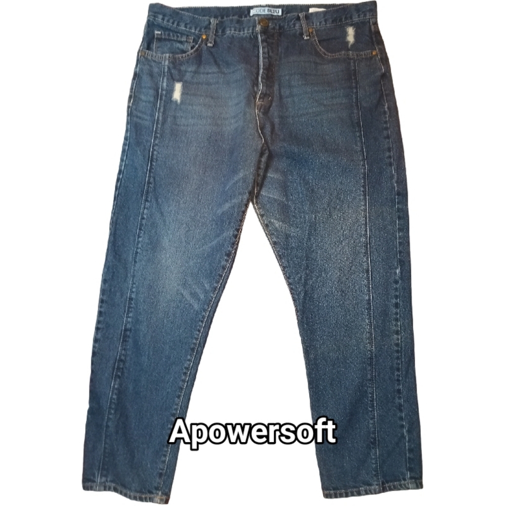 Dark Wash Tapered Crop Jeans — Code Bleu — Size 16